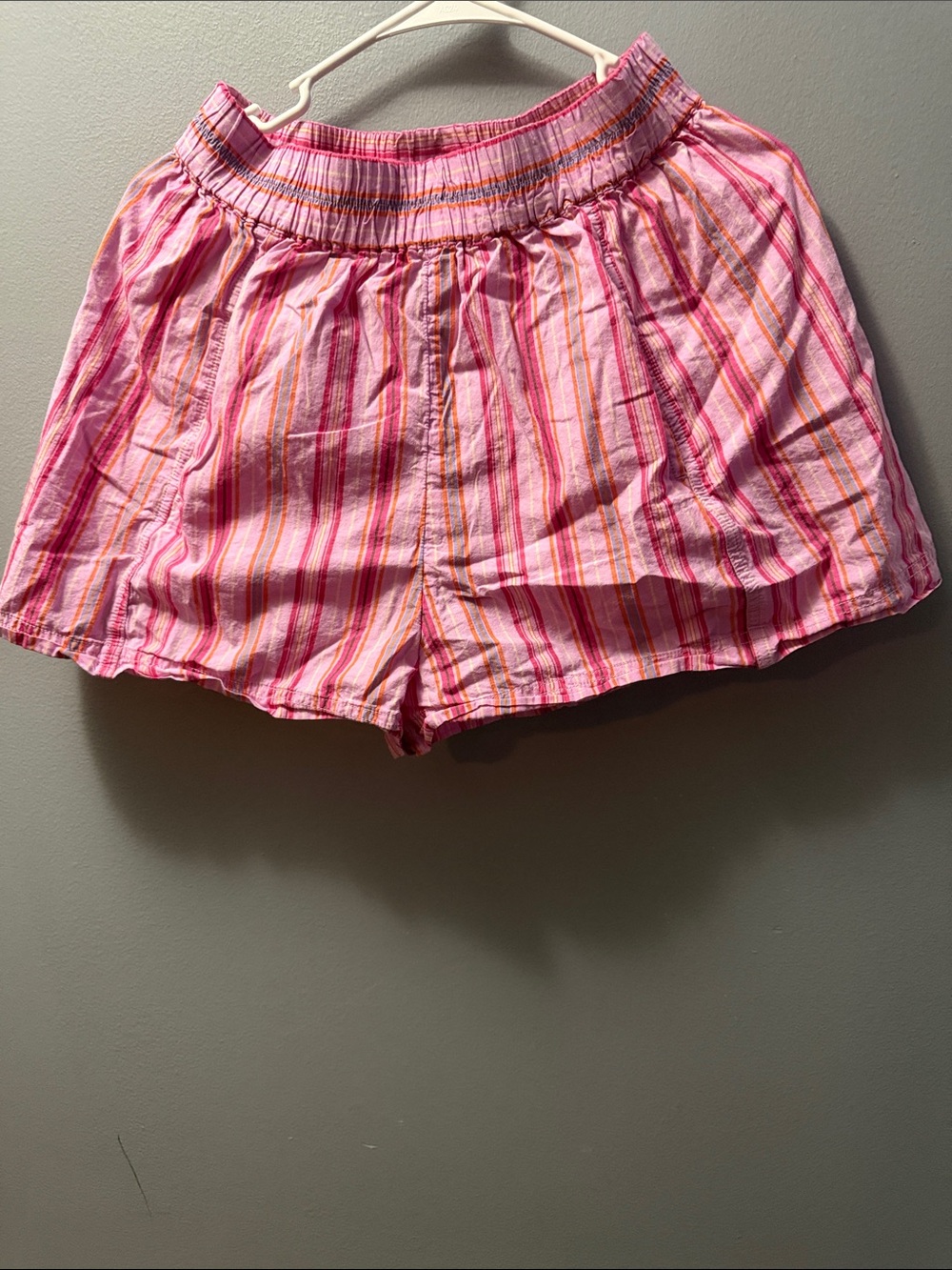 Free People Pink & Coral Striped High-Waist Shorts